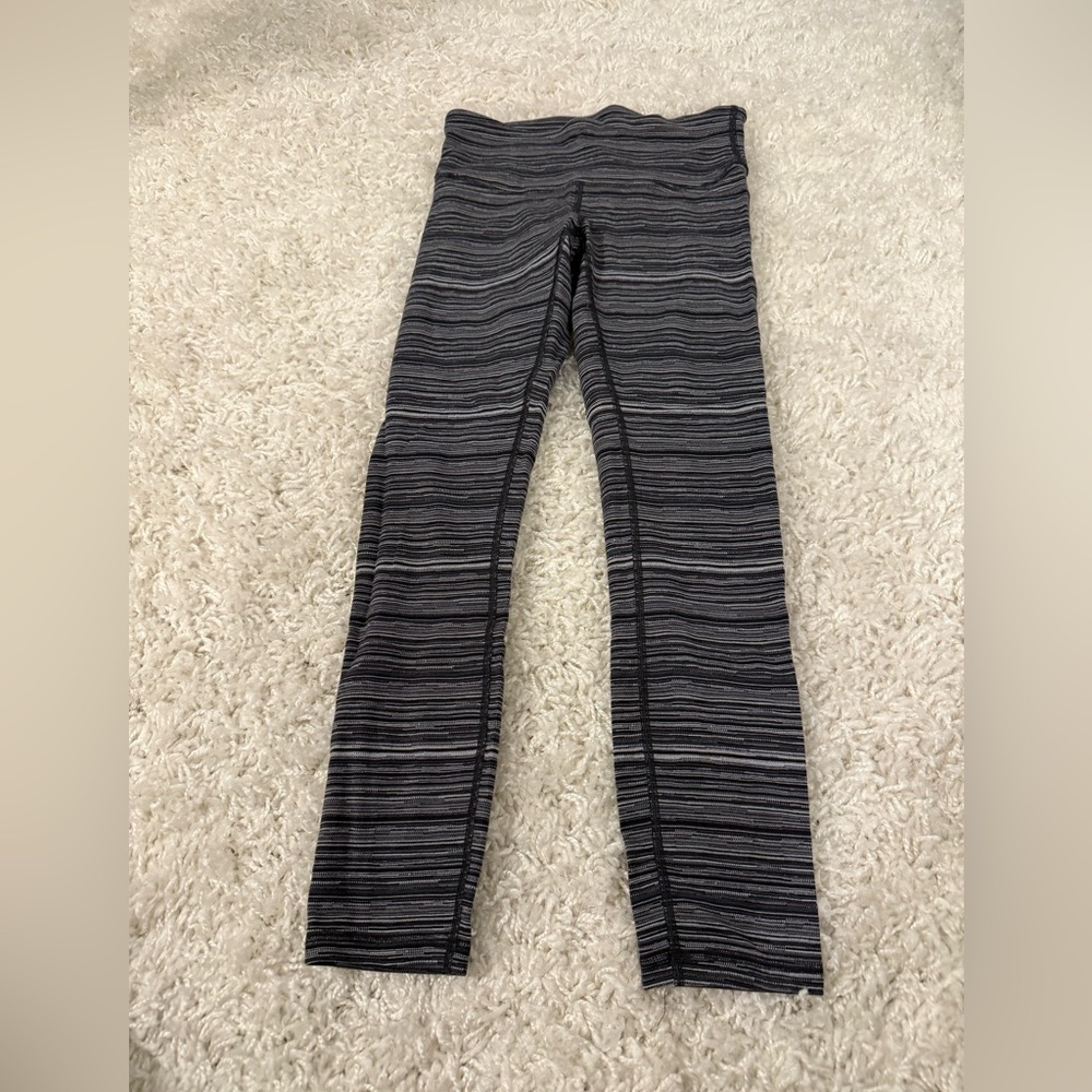 Lululemon Athletica Black and Gray Striped Leggings